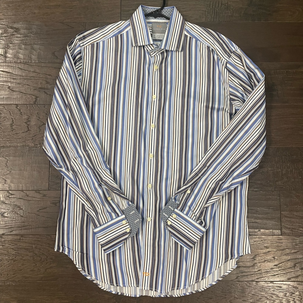 Thomas Dean TD Mens Long Sleeve Button Down Size Medium Great Condition